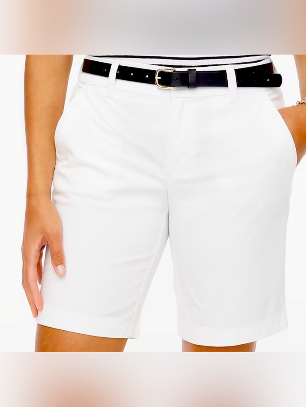 J. Crew Cotton White Mid-Length Bermuda Shorts